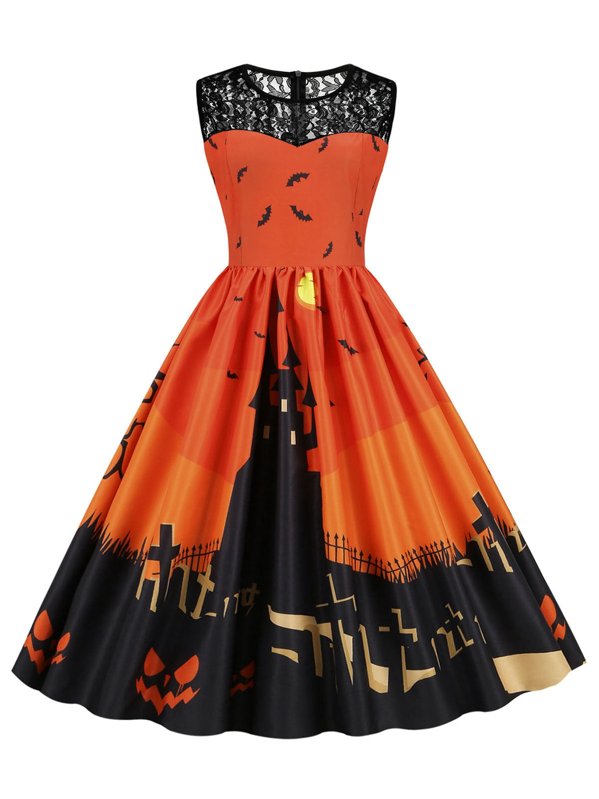 Halloween Lace Patchwork Sleeveless Dress , 1 of 6