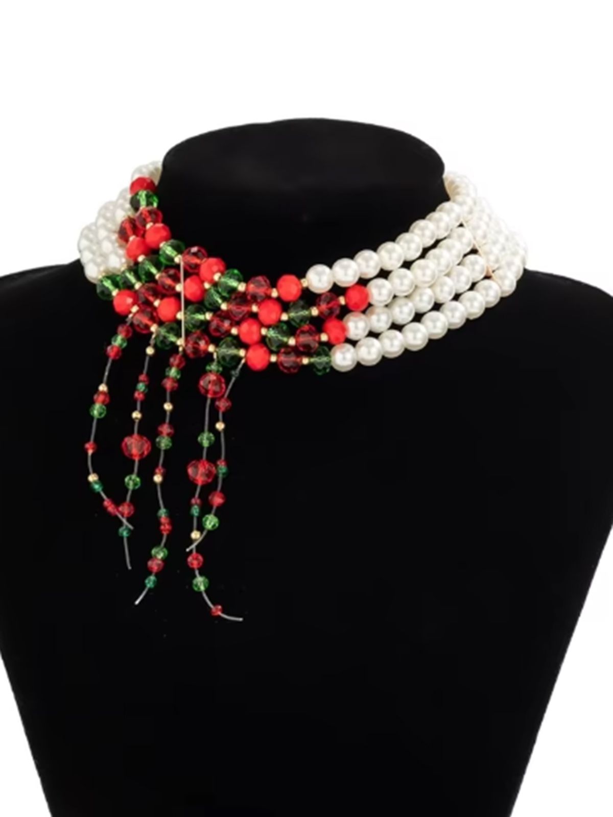 Christmas Multilayer Contrast Pearl Strand Necklace, 4 of 4