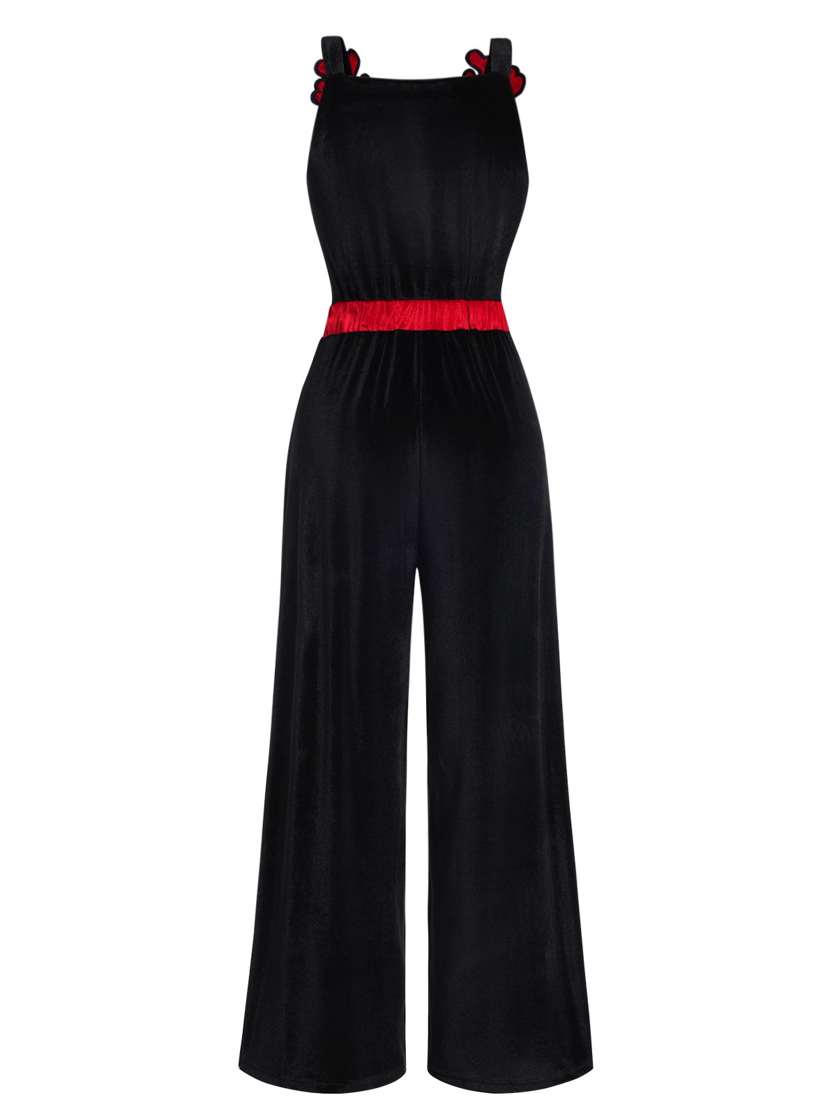 Black 1940s Christmas Elk Plush Velvet Jumpsuit , 4 of 7