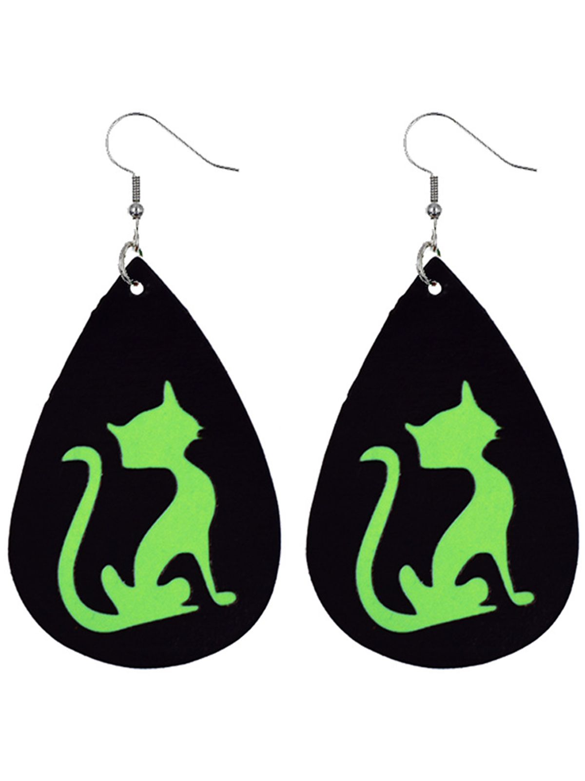 Halloween 1 Pair Black Luminous Cat Drop Earring, 1 of 1