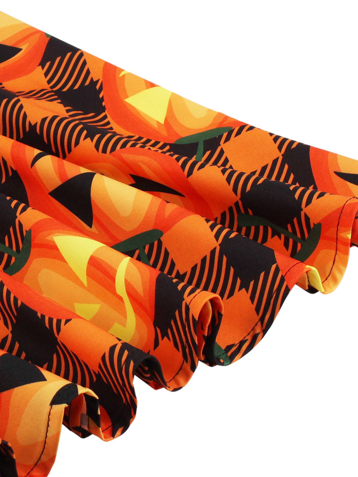 Halloween Pattern Wave Neck Patchwork Dress, 4 of 10