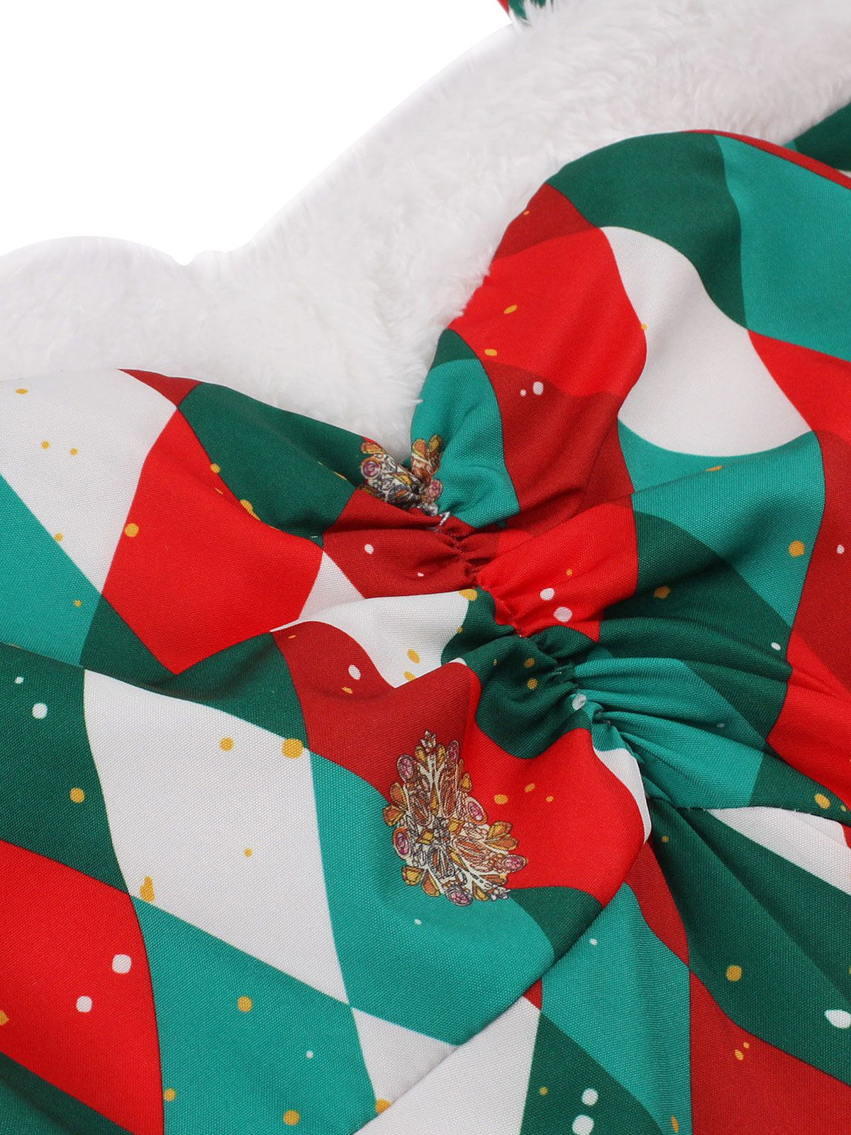 Christmas Plaid Suspender Fur Collar Dress Multicolor / S, 6 of 8