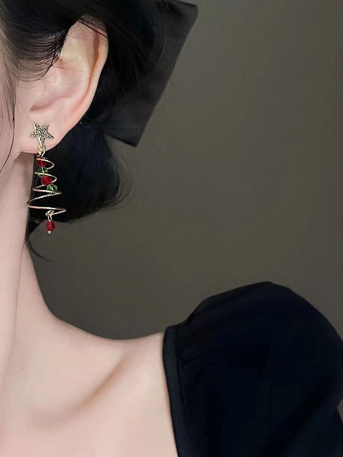 Colorful Christmas Star Crystal Earrings Wine Red, 3 of 3