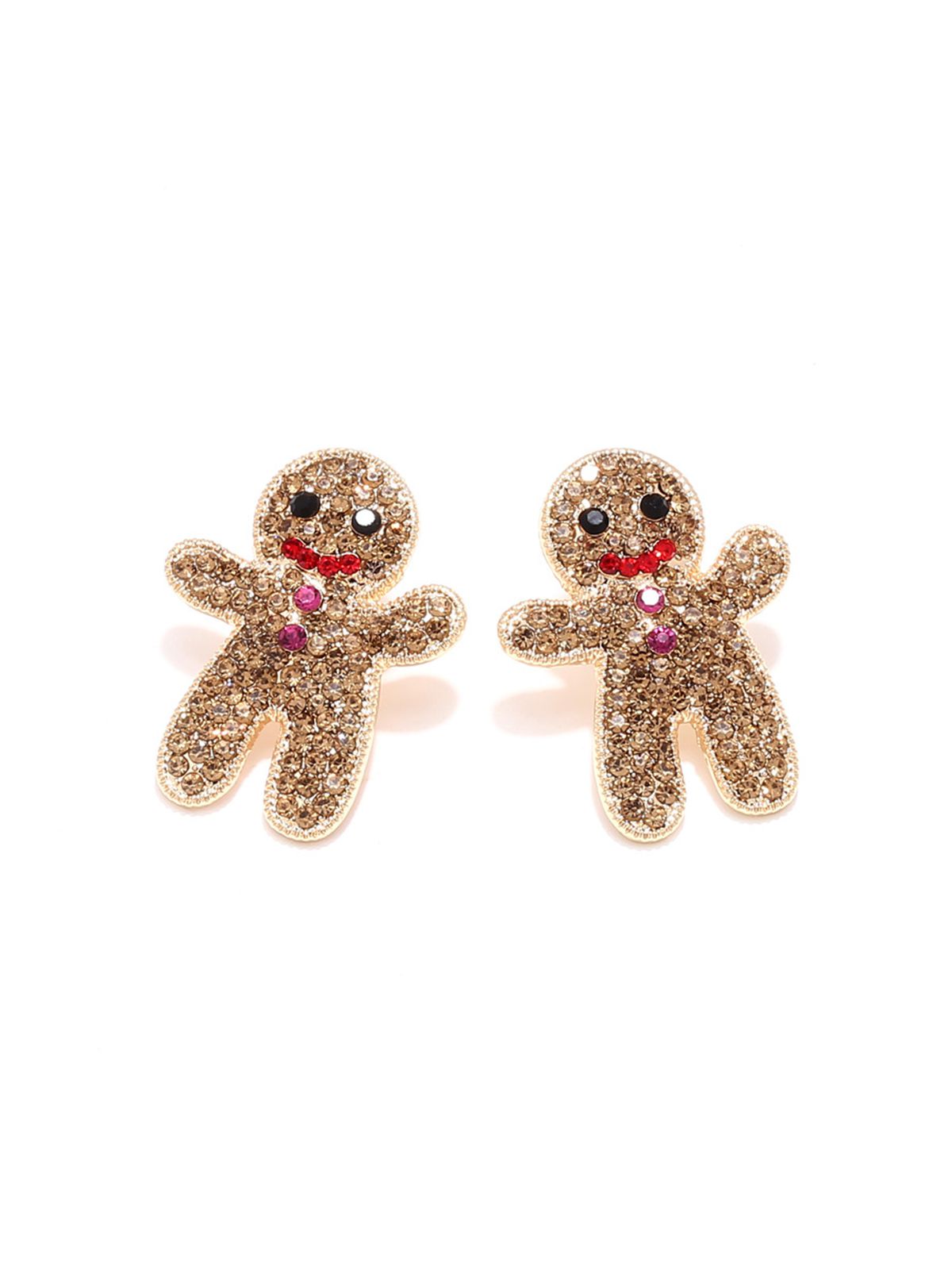 Khaki Christmas Gingerbread Man Rhinestone Earrings, 2 of 2
