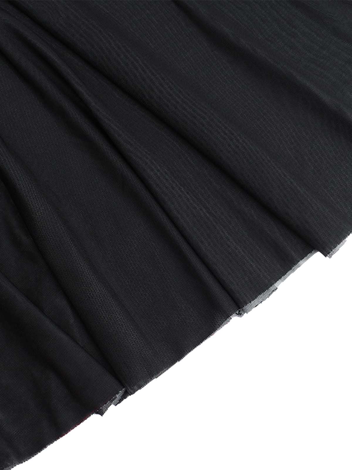 Black 1970s Slip Gothic Skeleton Print Mesh Dress , 6 of 8