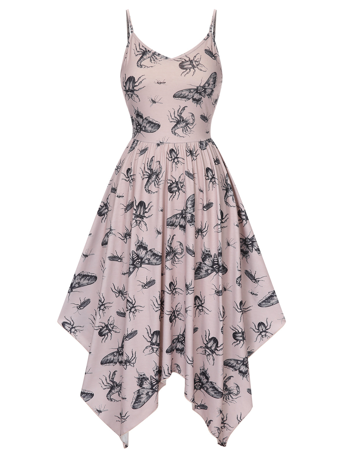 Beige 1970s Halloween Spider Irregular Dress Beige / S, 1 of 4