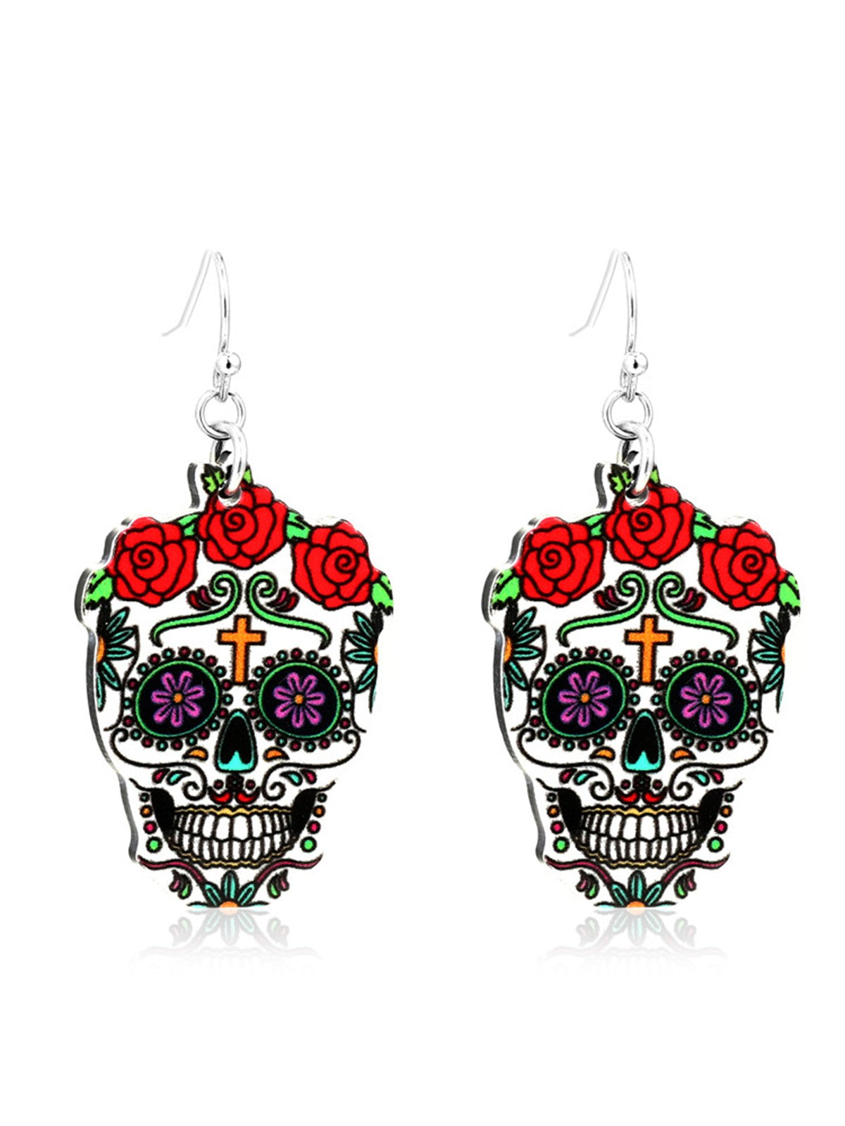 Black Halloween Skull Rose Earrings , 1 of 1