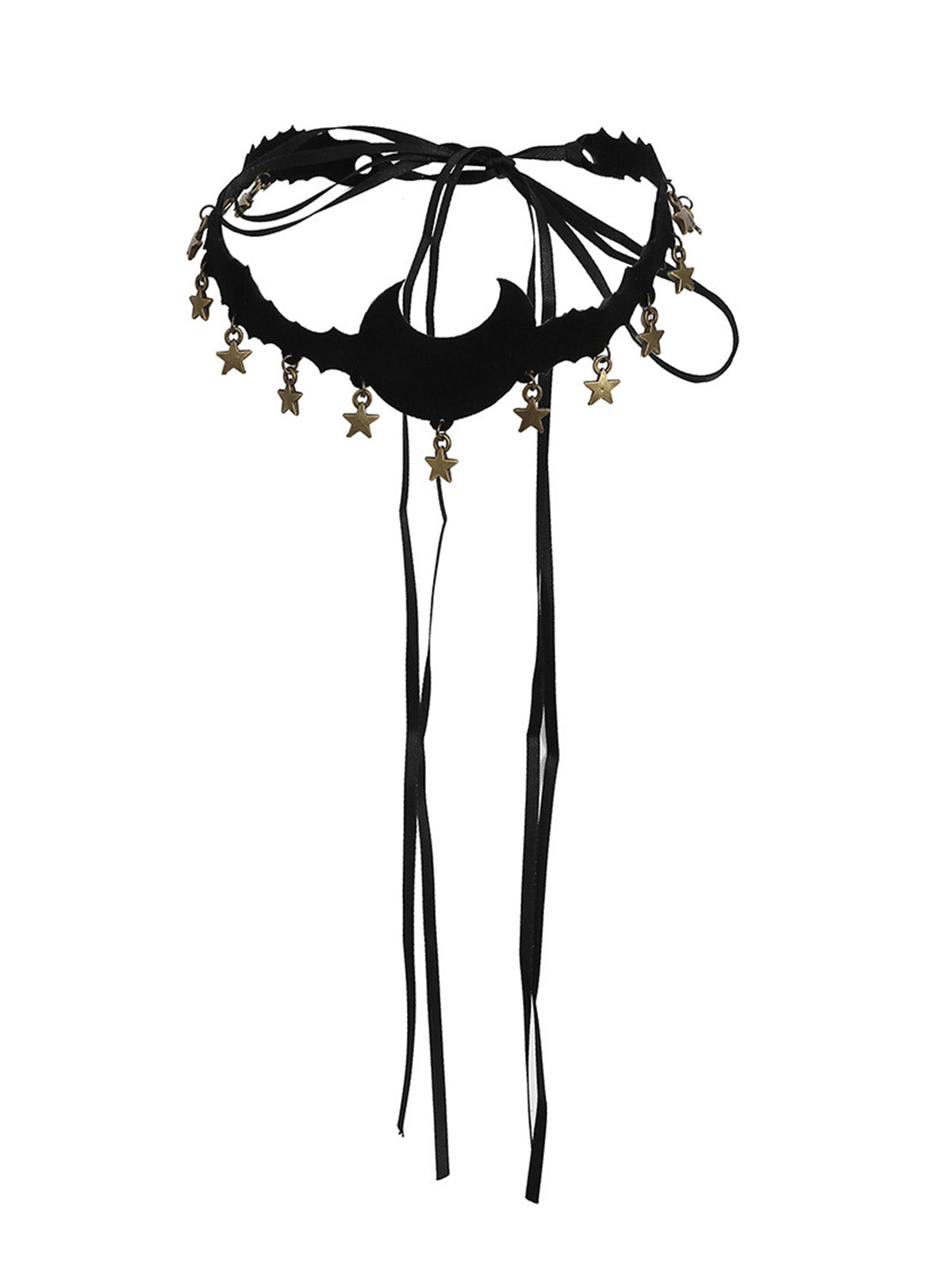 Black Moon & Stars Flannelette Halloween Necklace, 1 of 1