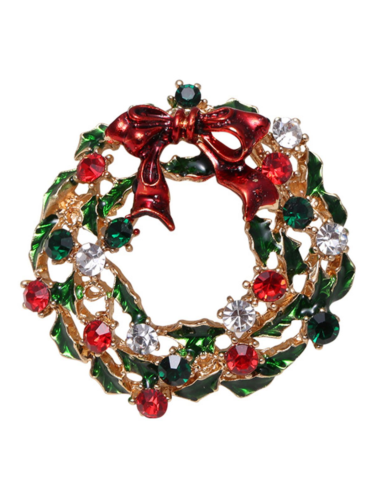 Christmas Wreath Rhinestone Brooch, 1 of 3