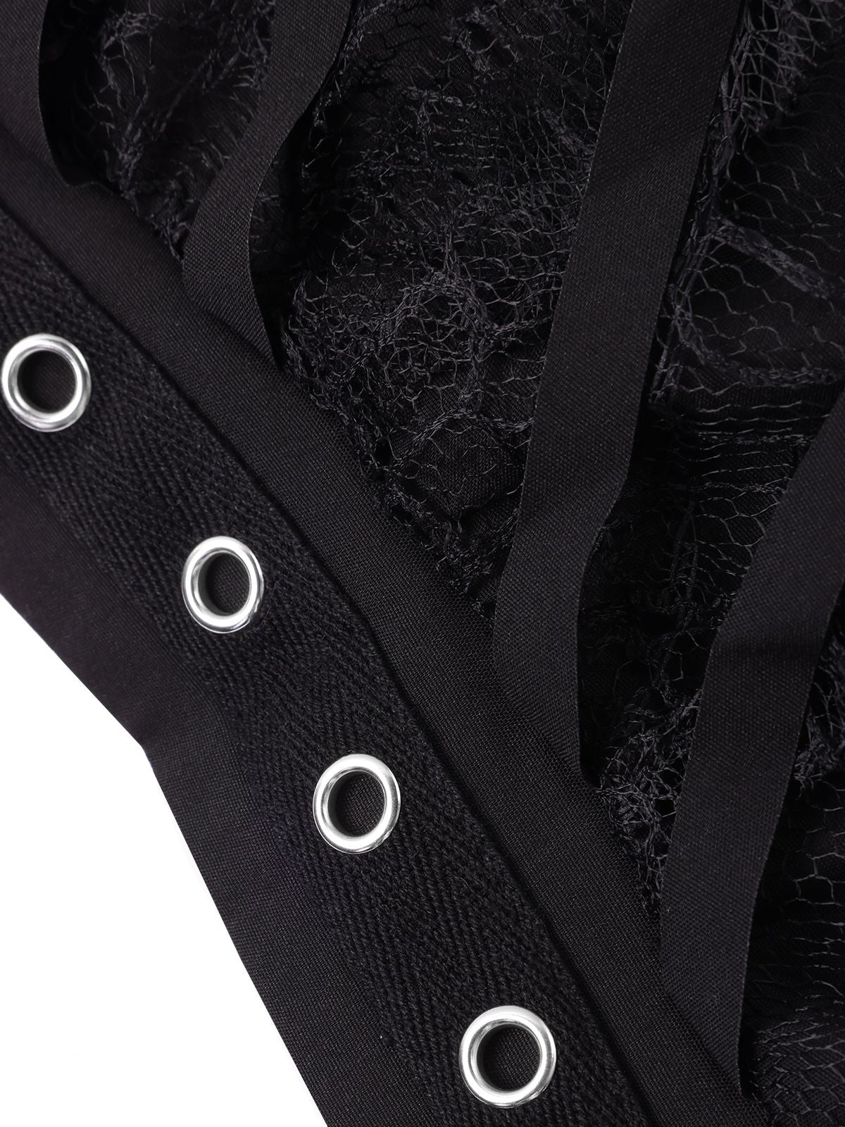 Black 1960s Grommet Halloween Spider Web Lace Skirt Black / S, 4 of 5