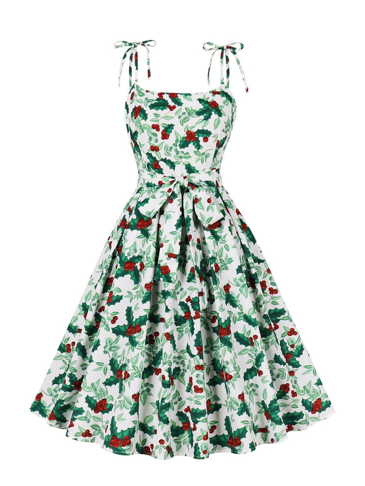 1950s Tie-up Bow Suspender Christmas Dress , 1 of 3
