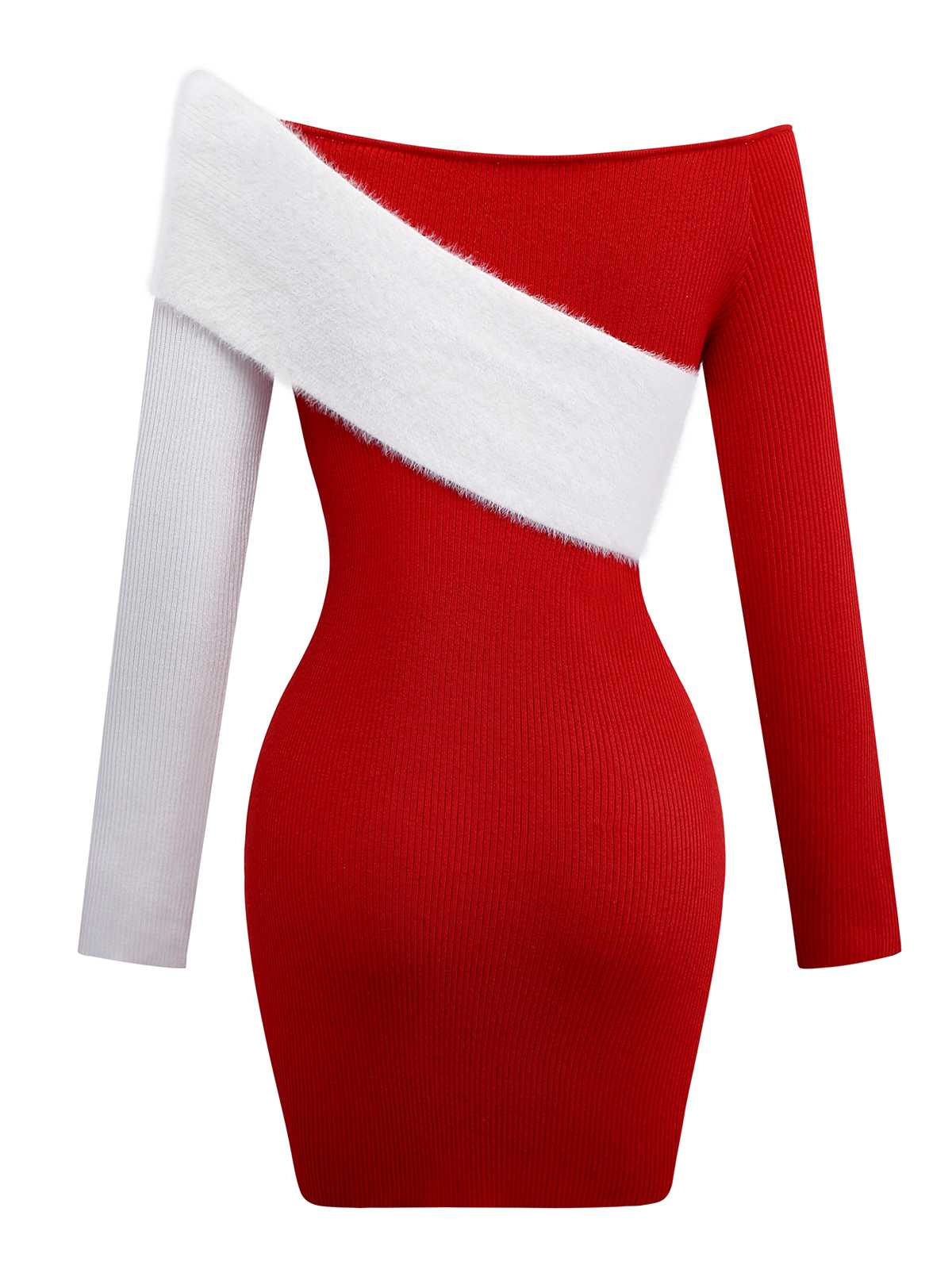 Vintage Off-Shoulder Colorblock Bodycon Dress, 2 of 6