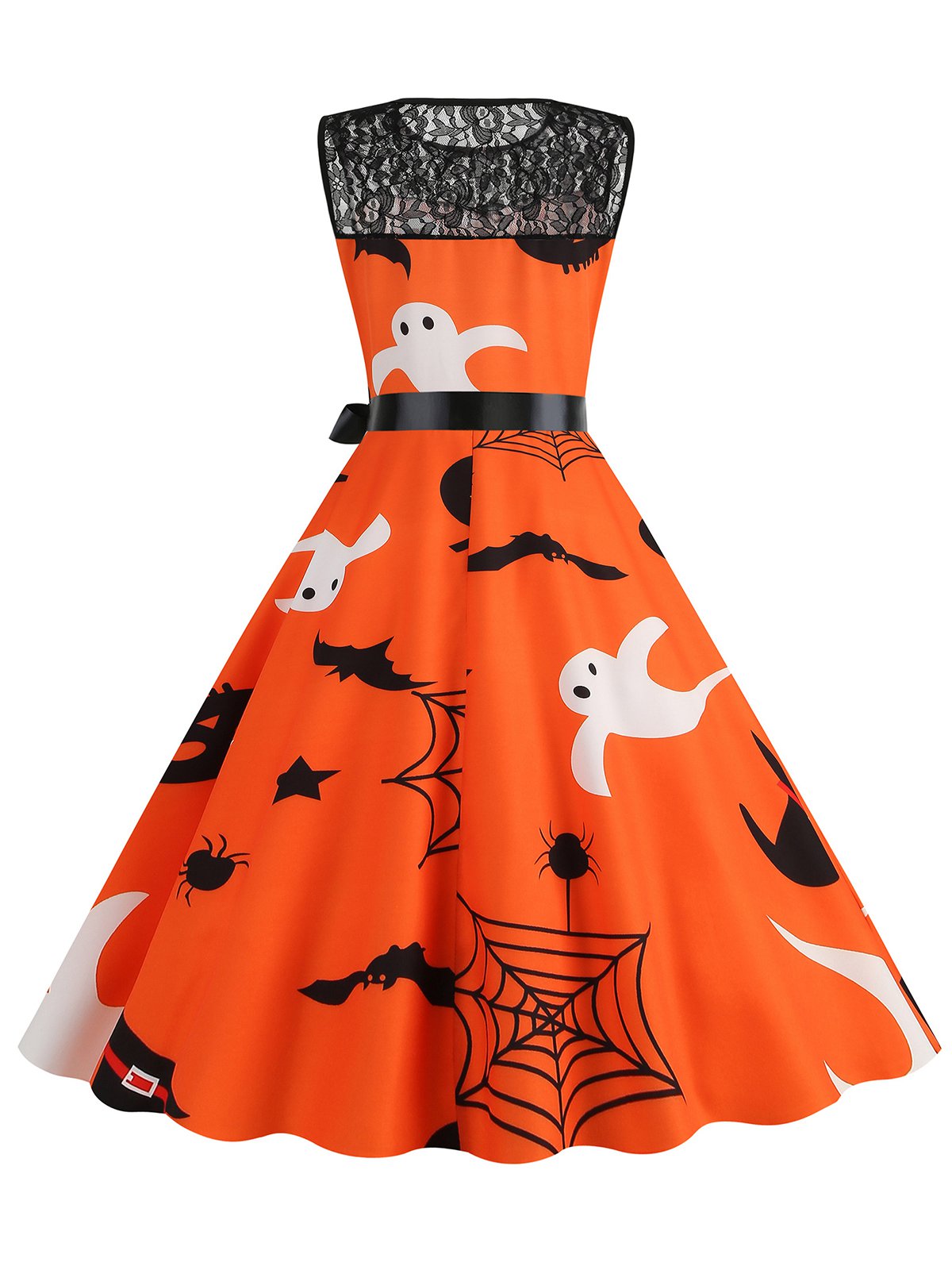 Halloween Lace Patchwork Sleeveless Dress , 11 of 16