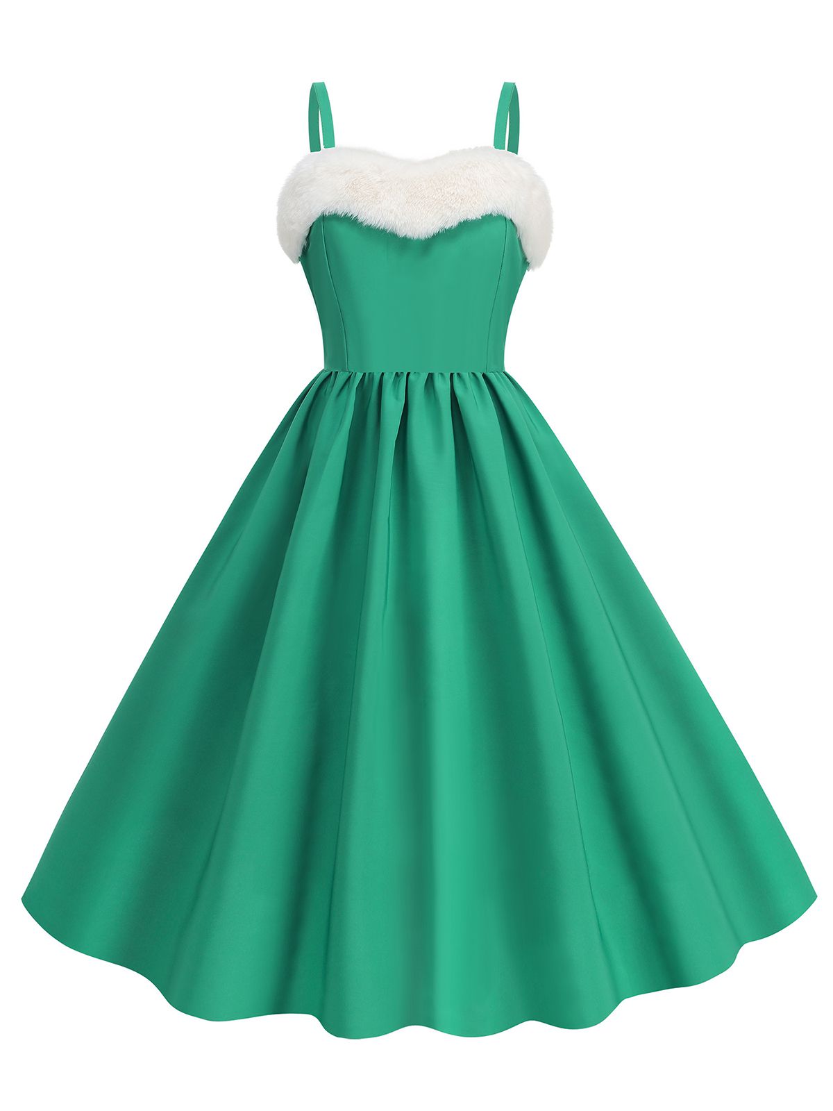 1950s Solid Fur Collar Christmas Dress, 4 of 6