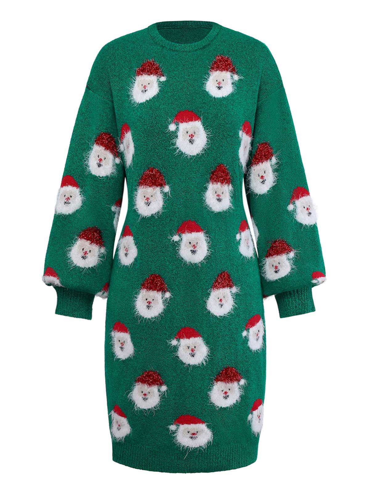 Green Vintage Christmas Santa Claus Sweater Dress , 1 of 6