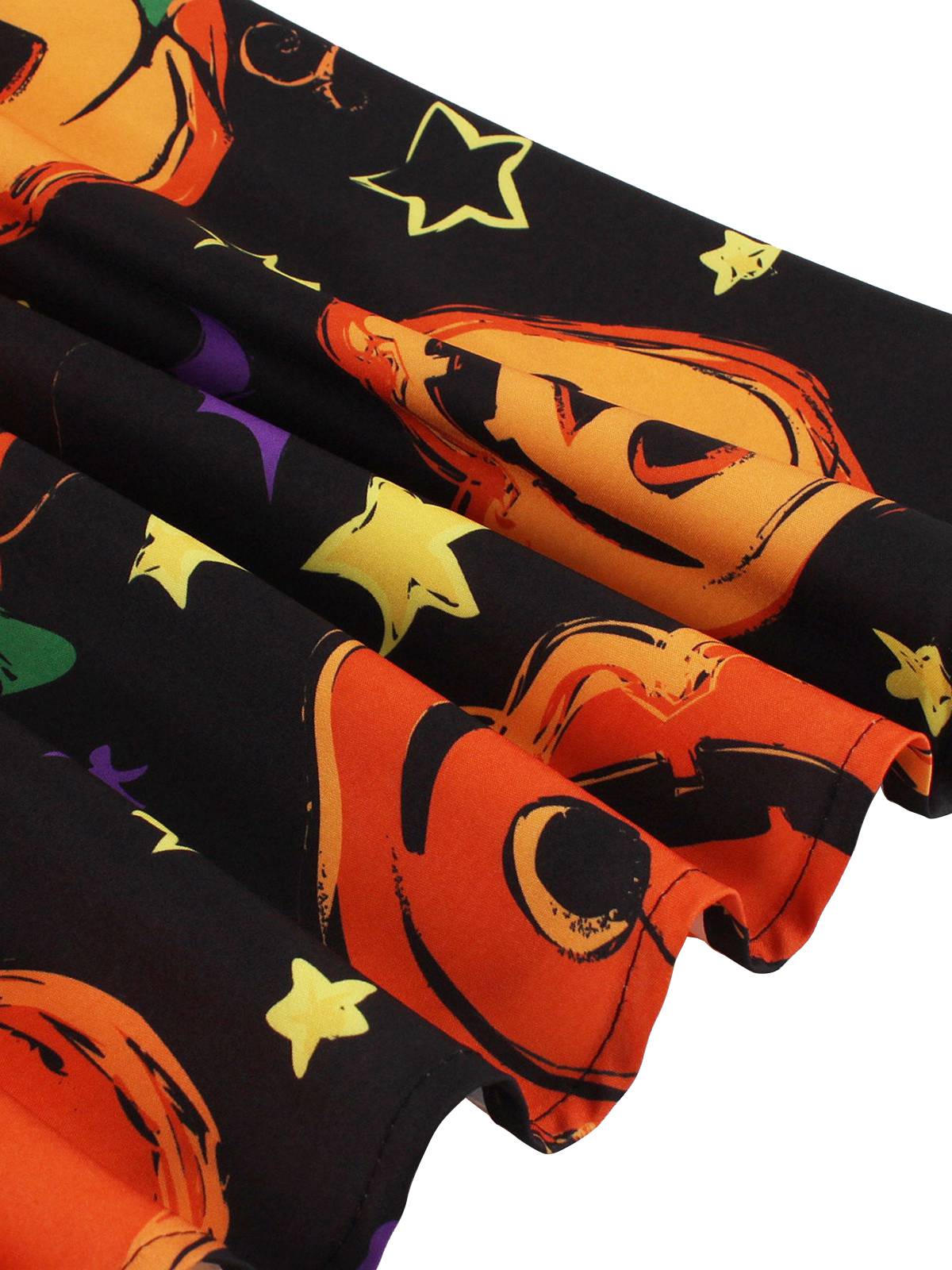 Halloween Patchwork Belt Swing Dress Stars & Pumpkin, 10 of 10