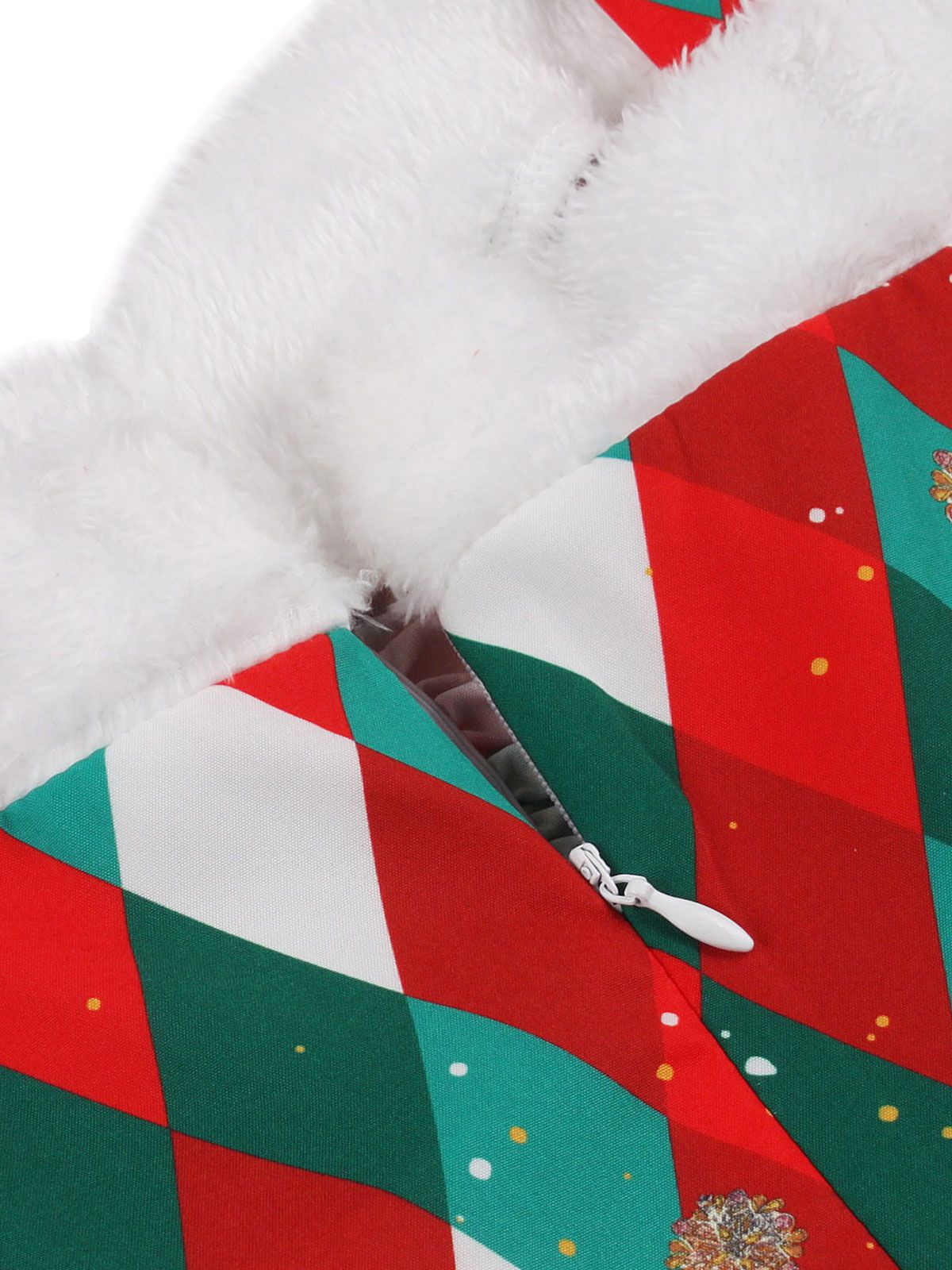 Christmas Plaid Suspender Fur Collar Dress Multicolor / S, 4 of 8