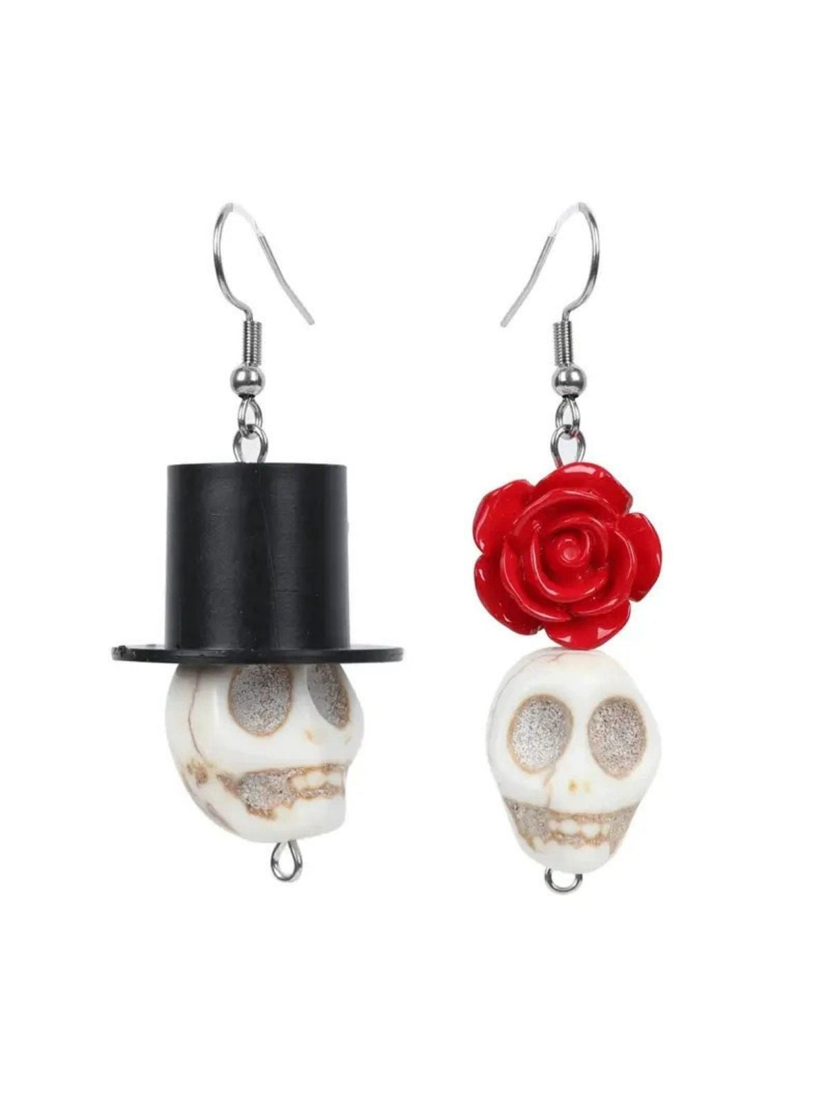 Vintage Skull Rose Halloween Earrings , 1 of 3