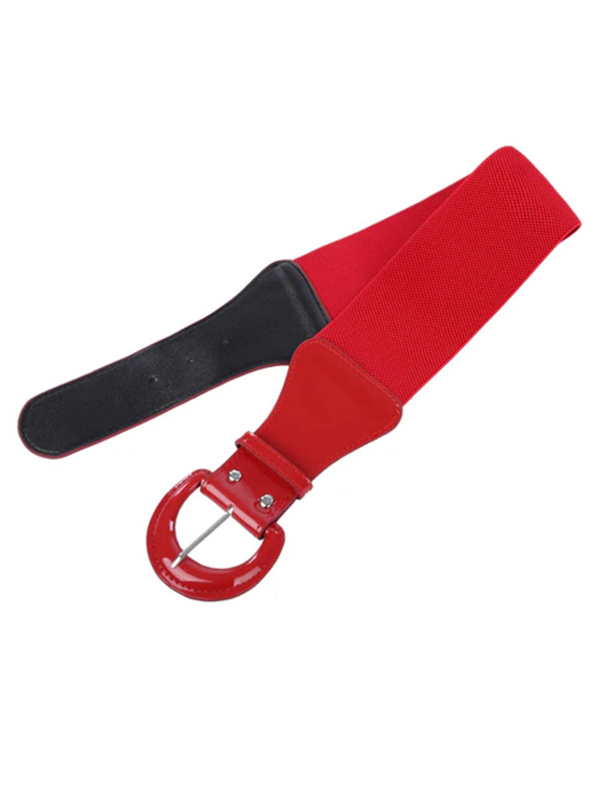 Patent Leather Elastic Buckle Vintage Belt Red, 4 of 9