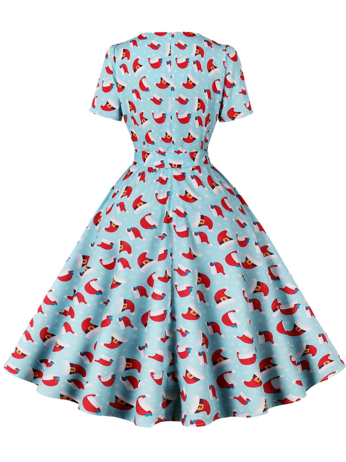 Christmas Santa & Elk Print Swing Dress, 7 of 10