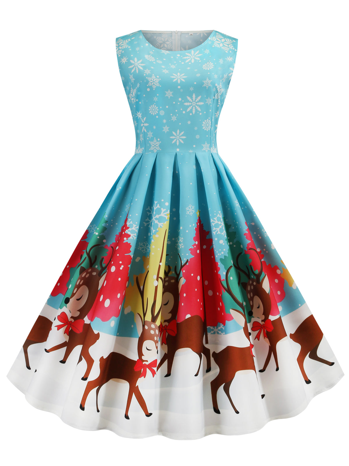 Blue  Christmas Deer Swing Dress , 2 of 8