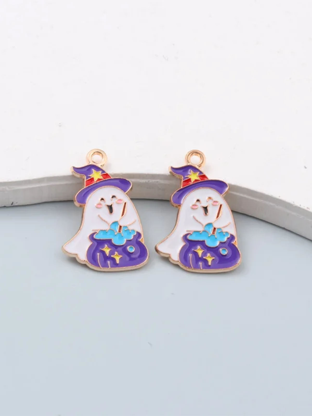 Halloween Cartoon Witch Hat Ghost Drop Earrings , 2 of 2