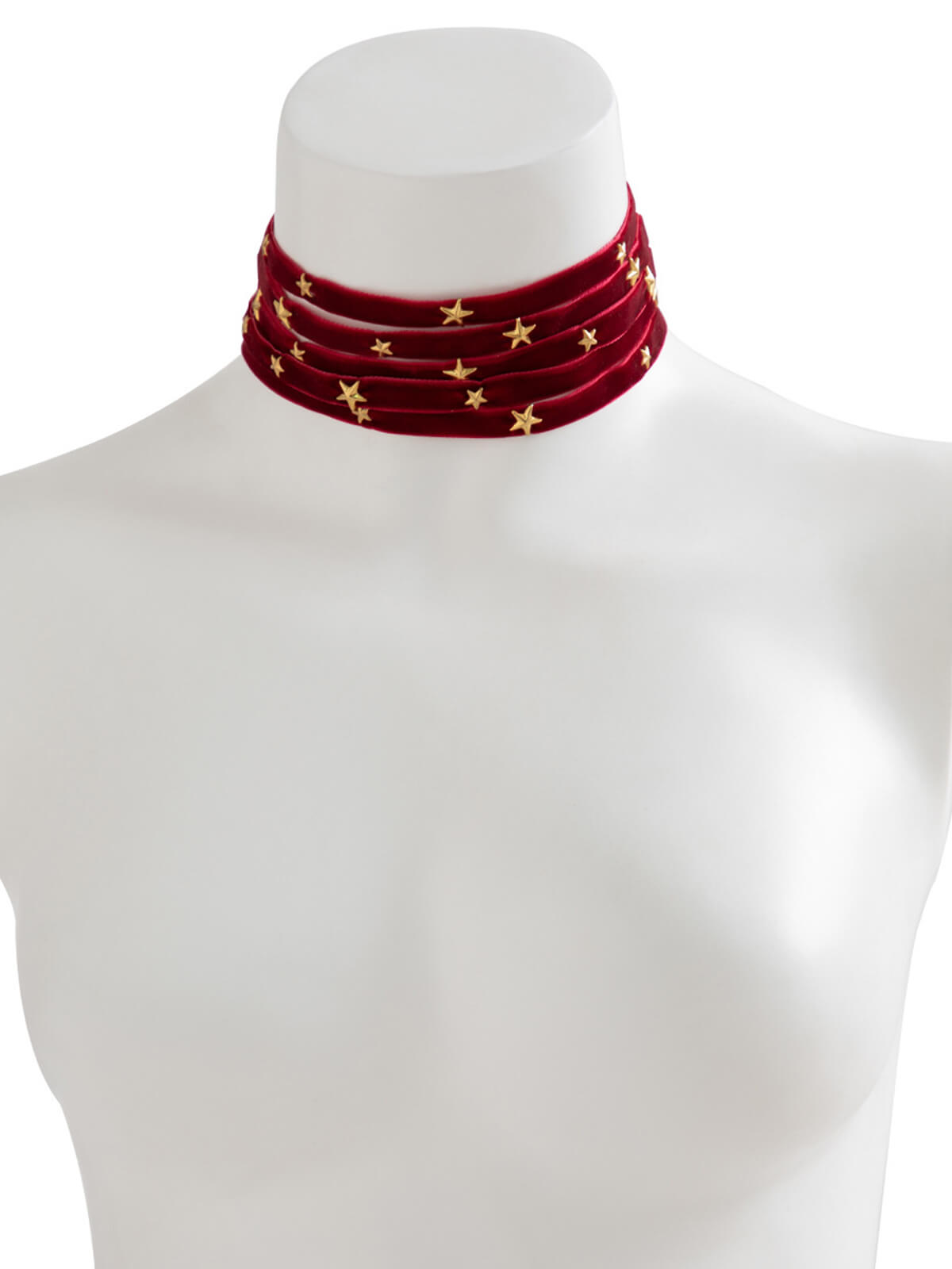 Burgundy Christmas Star Wide Velvet Necklace Wine Red, 6 of 6