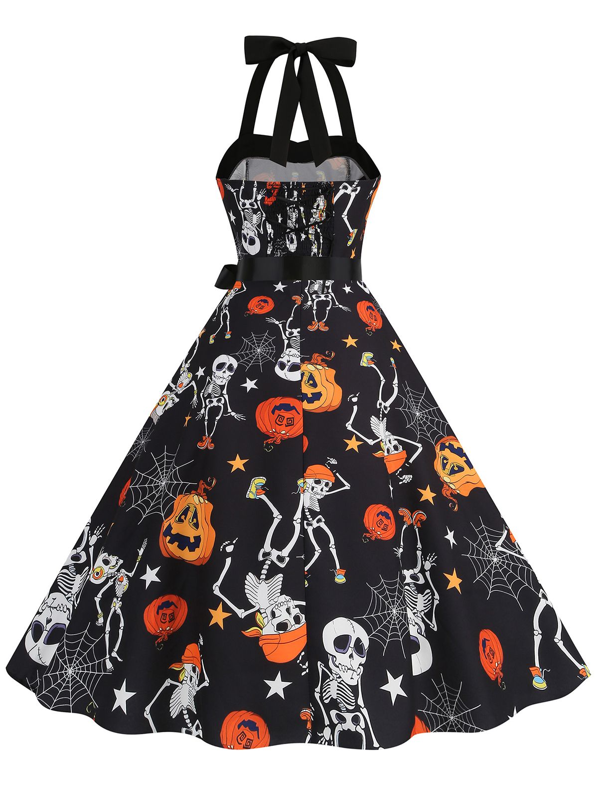 Halloween Skull Halter Lace-Up Dress, 3 of 12