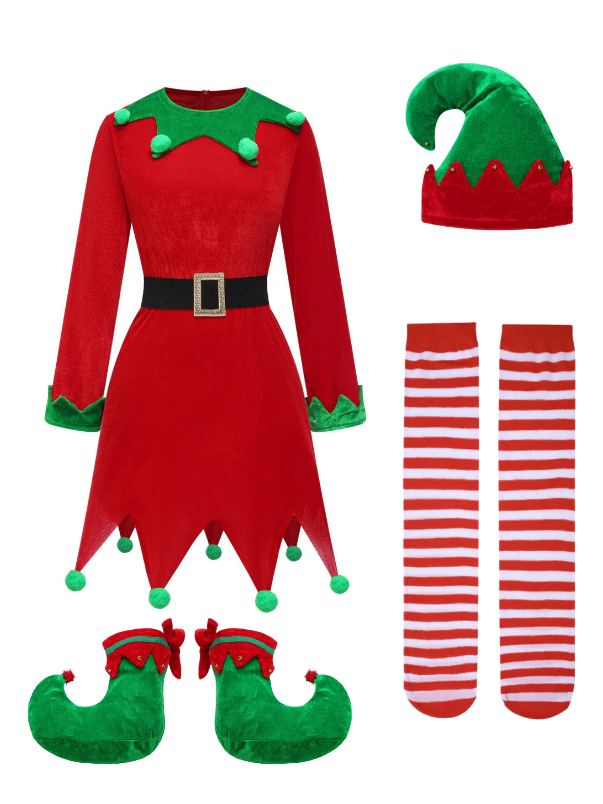 Christmas Elf Costume Dress Set, 1 of 5