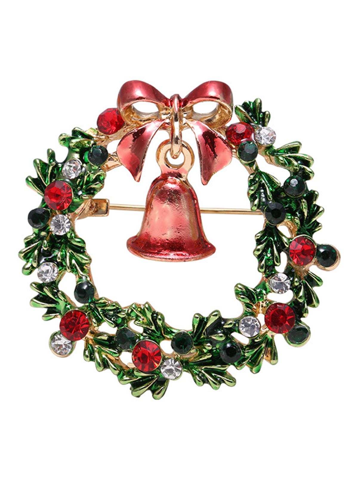 Christmas Wreath Rhinestone Brooch , 1 of 3