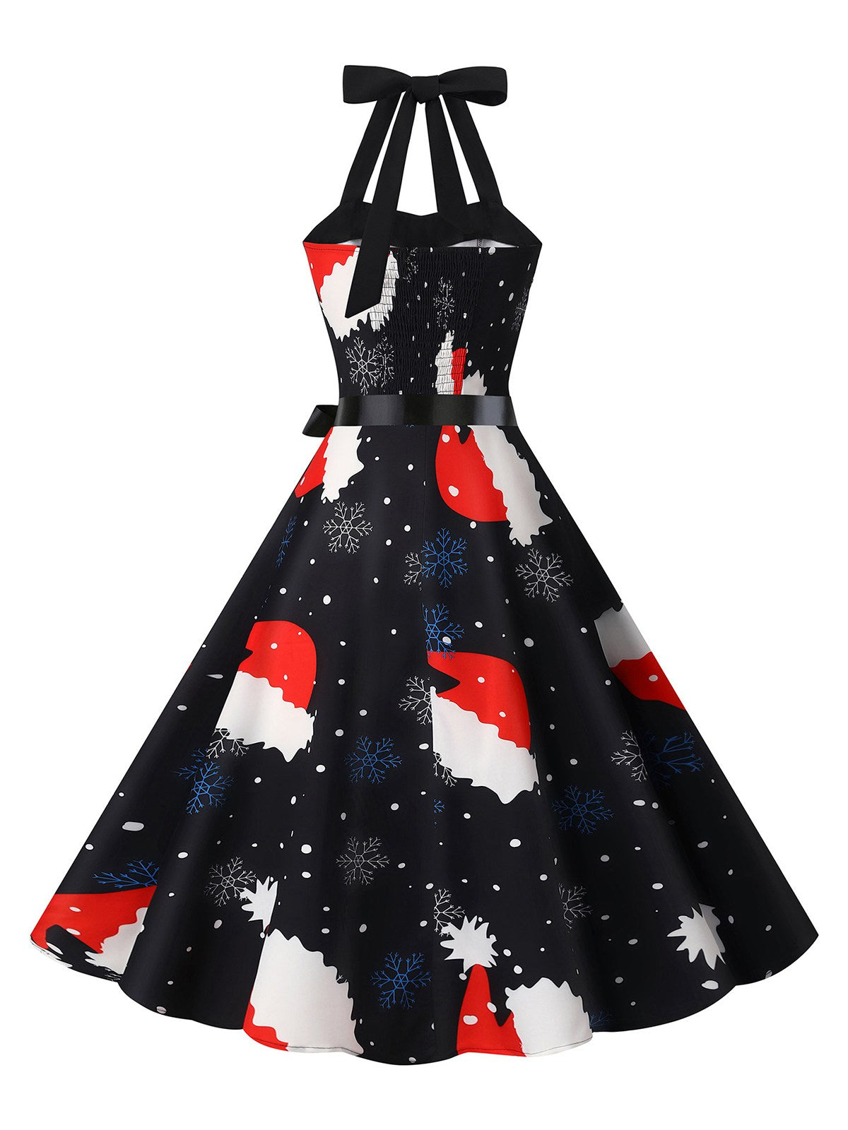 1950s Christmas Halter Belted Swing Dress , 7 of 11