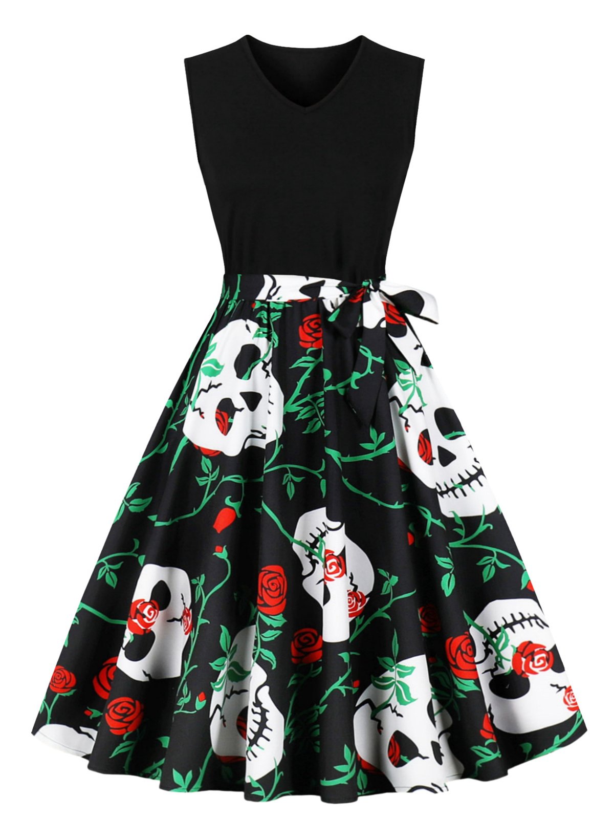 Halloween Patchwork Belt Swing Dress Stars & Pumpkin, 1 of 10