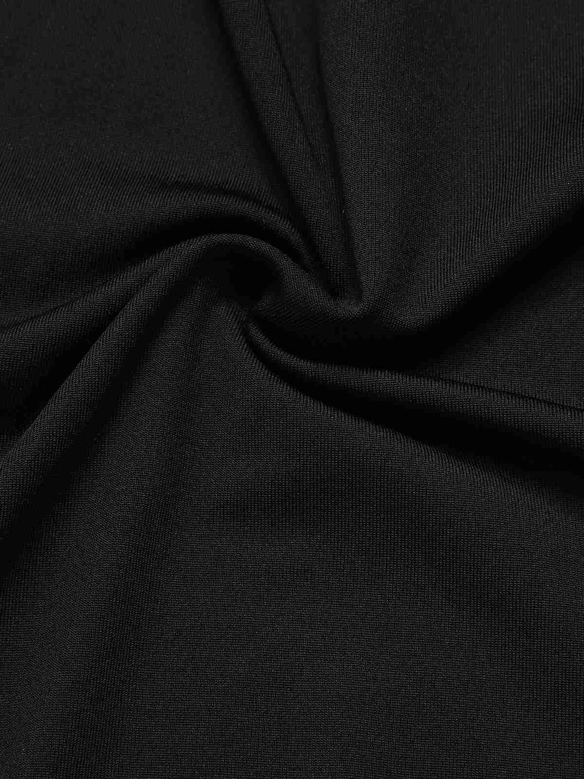 Black 1930s Solid Batwing Lace-Up Fishtail Dress Black / S, 4 of 9