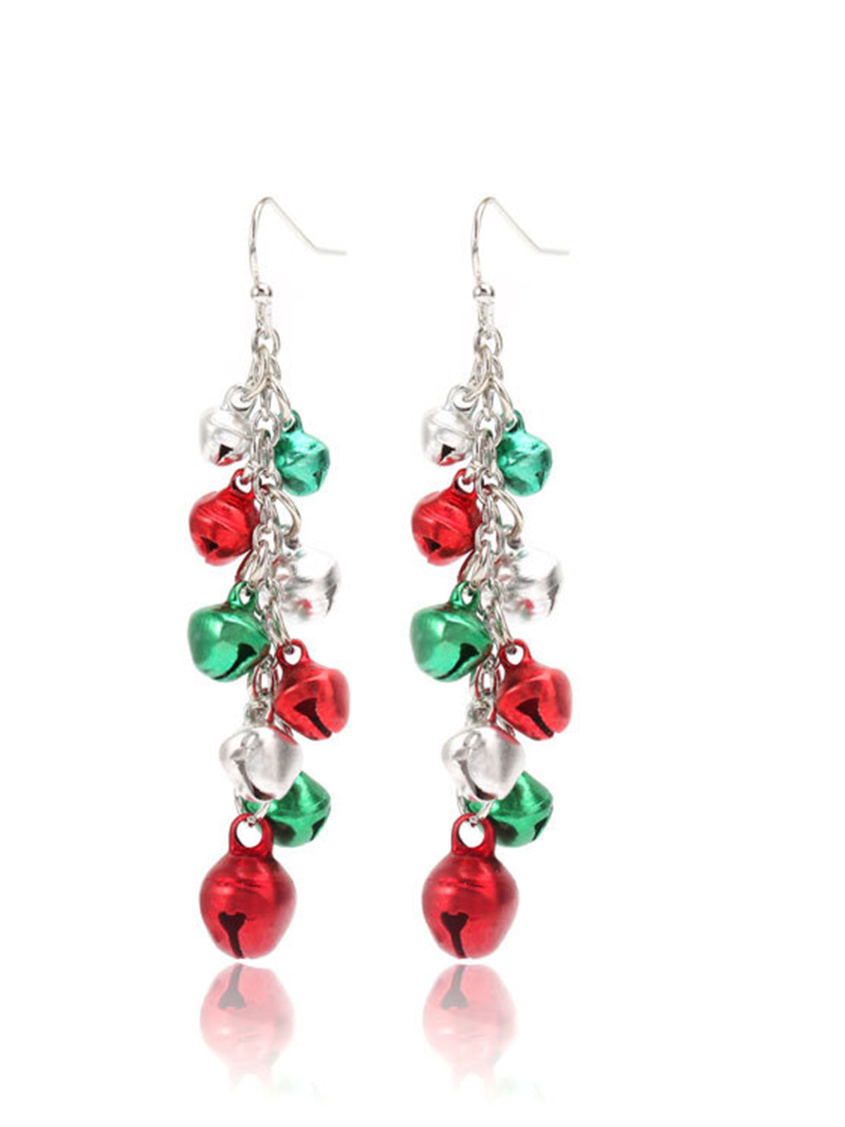 Christmas Contrast Red Green Bells Earrings, 1 of 2