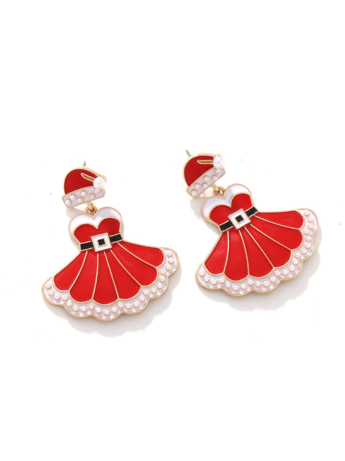 Christmas Dress And Santa Hat Earrings, 1 of 3