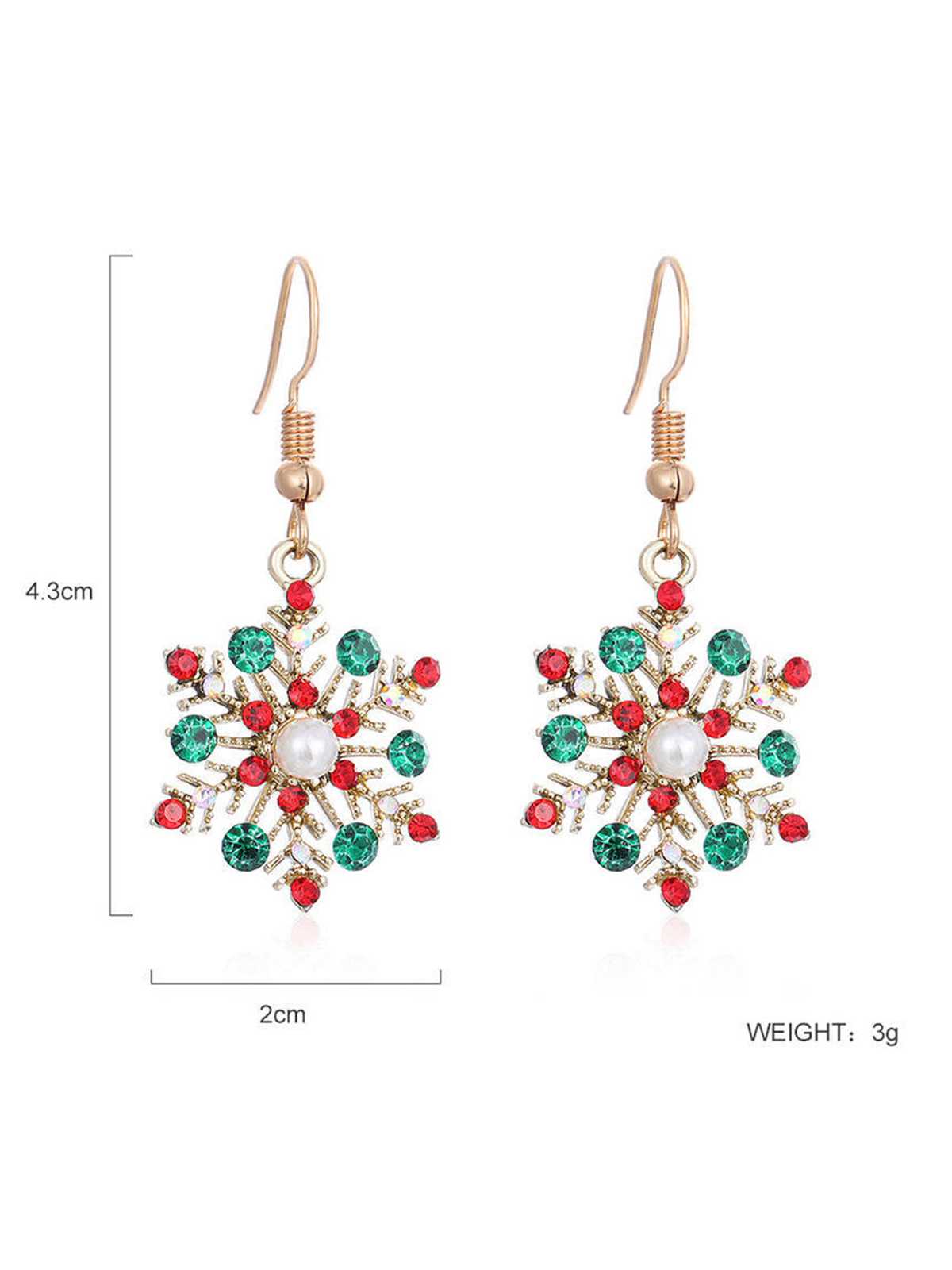 Christmas Alloy Diamond Snowflake Necklace Earring Set Multicolor, 4 of 5
