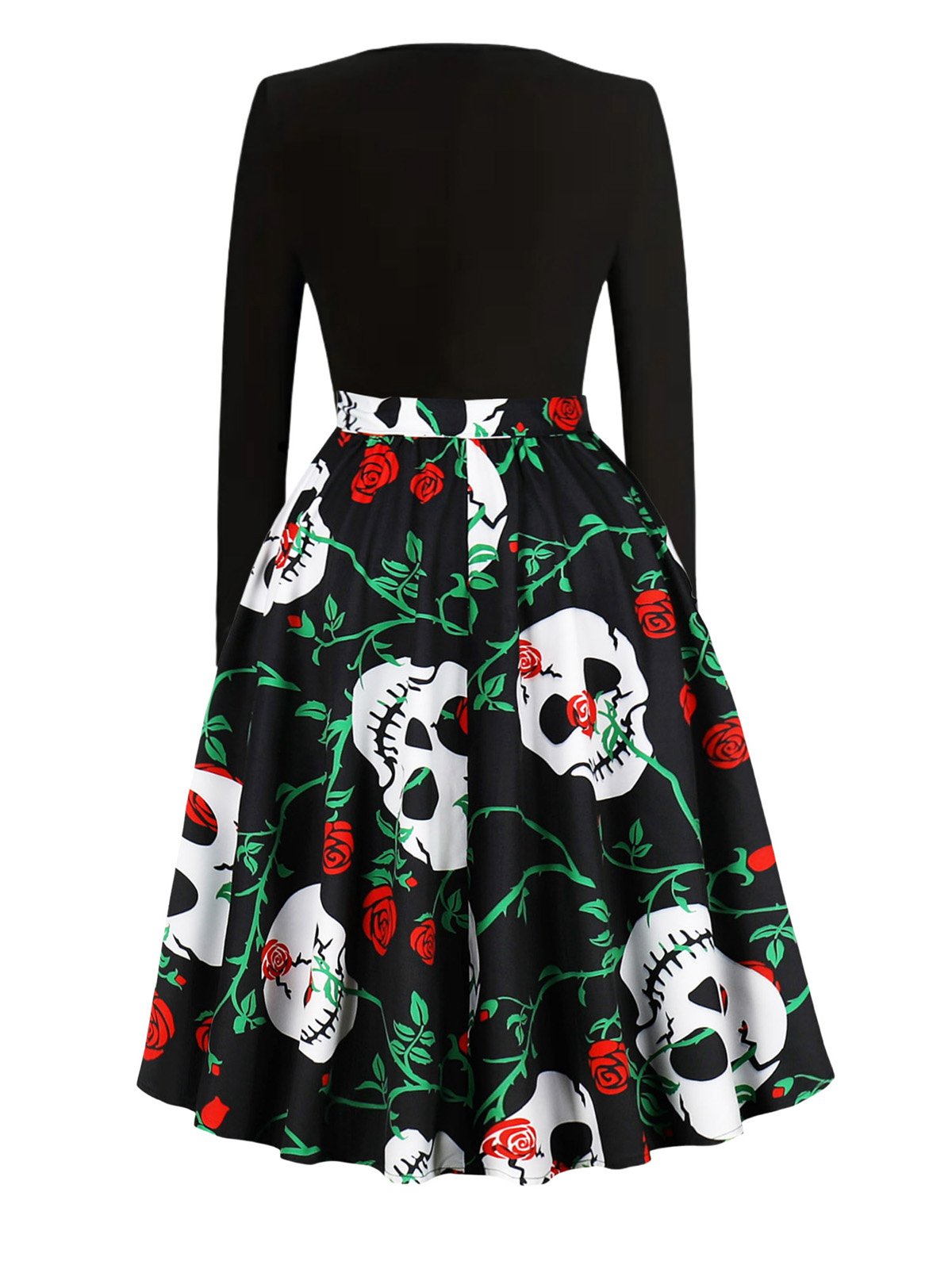 Halloween Pattern Wave Neck Patchwork Dress, 7 of 10