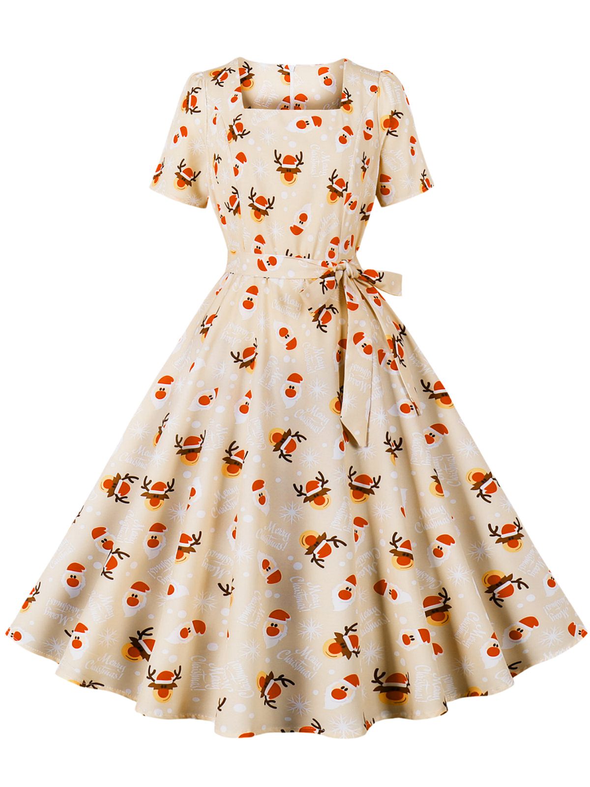 Christmas Santa & Elk Print Swing Dress, 1 of 10