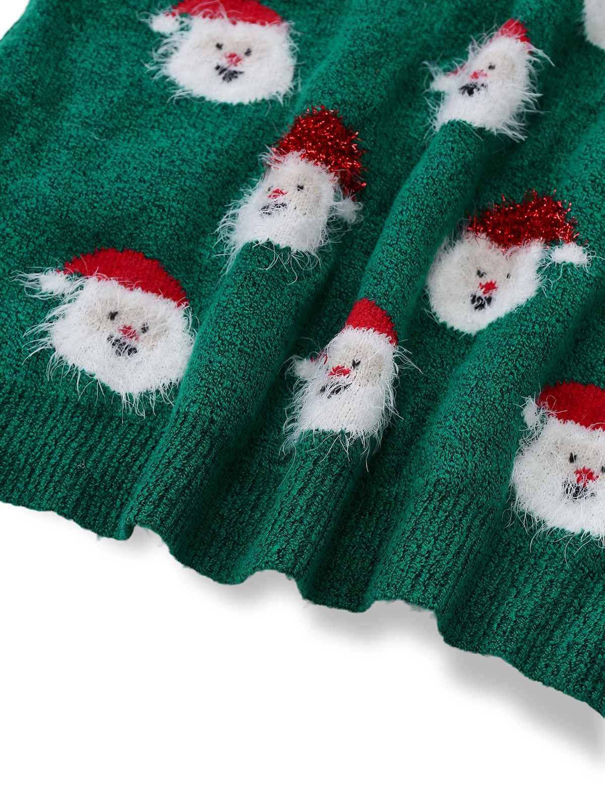 Green Vintage Christmas Santa Claus Sweater Dress , 5 of 6