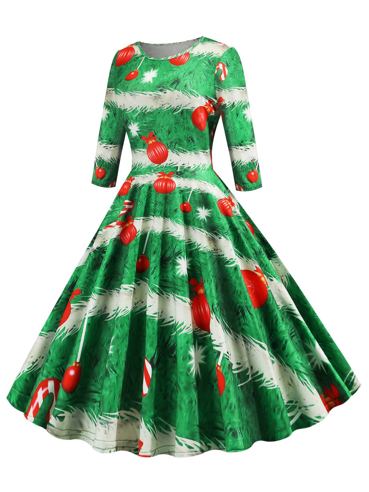 1950s Christmas Crew Neck Half Sleeve Dress, 2 of 6