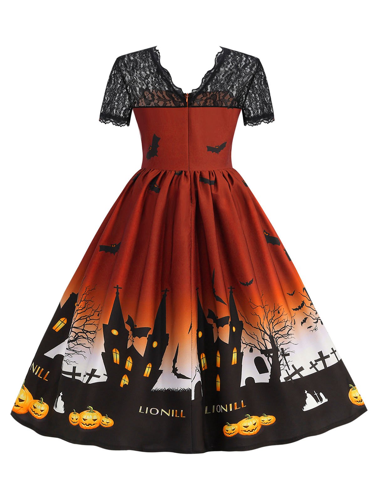 Halloween Lace Patchwork Short Sleeves Dress, 6 of 9