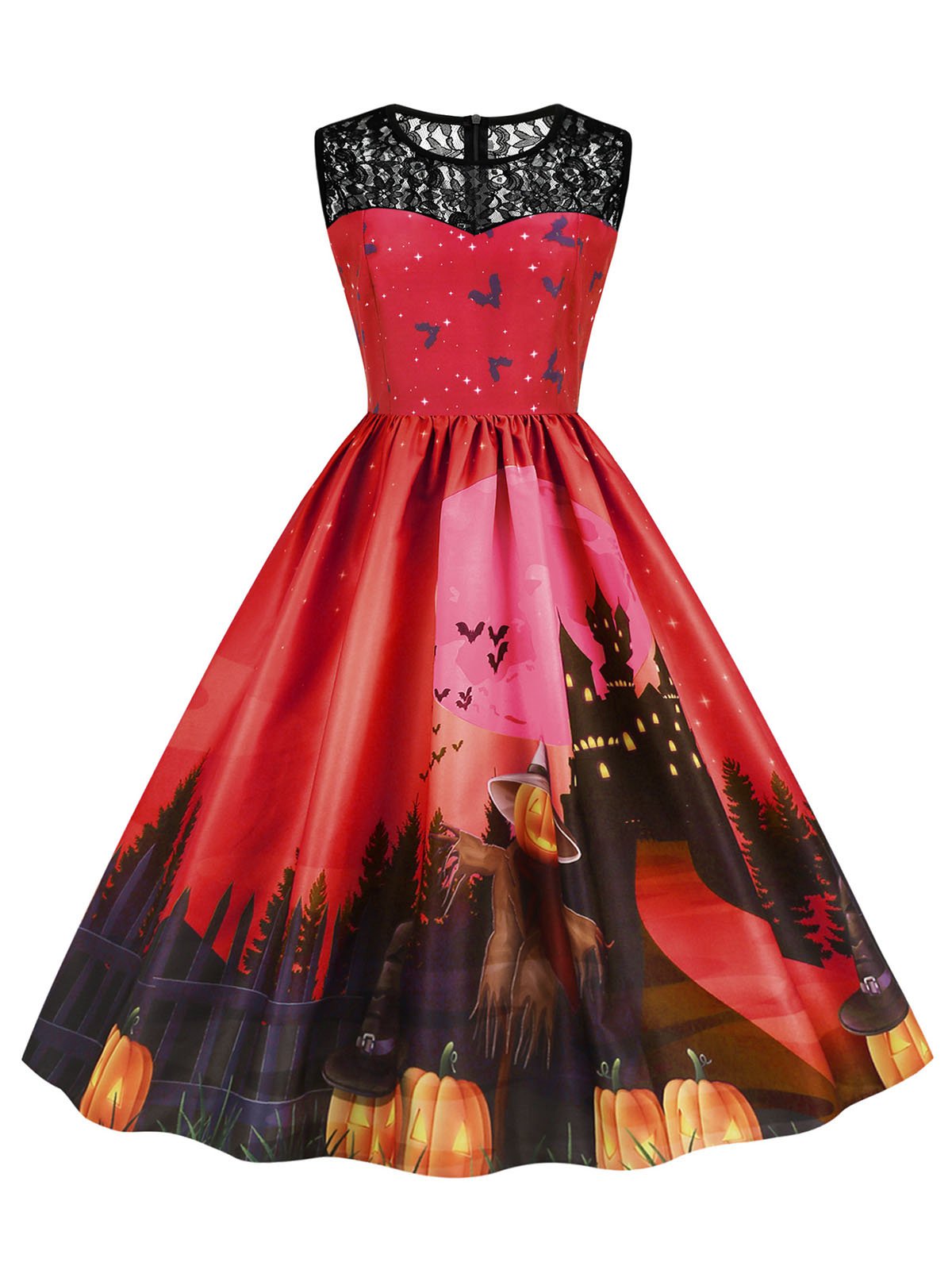 Halloween Lace Patchwork Sleeveless Dress , 4 of 6