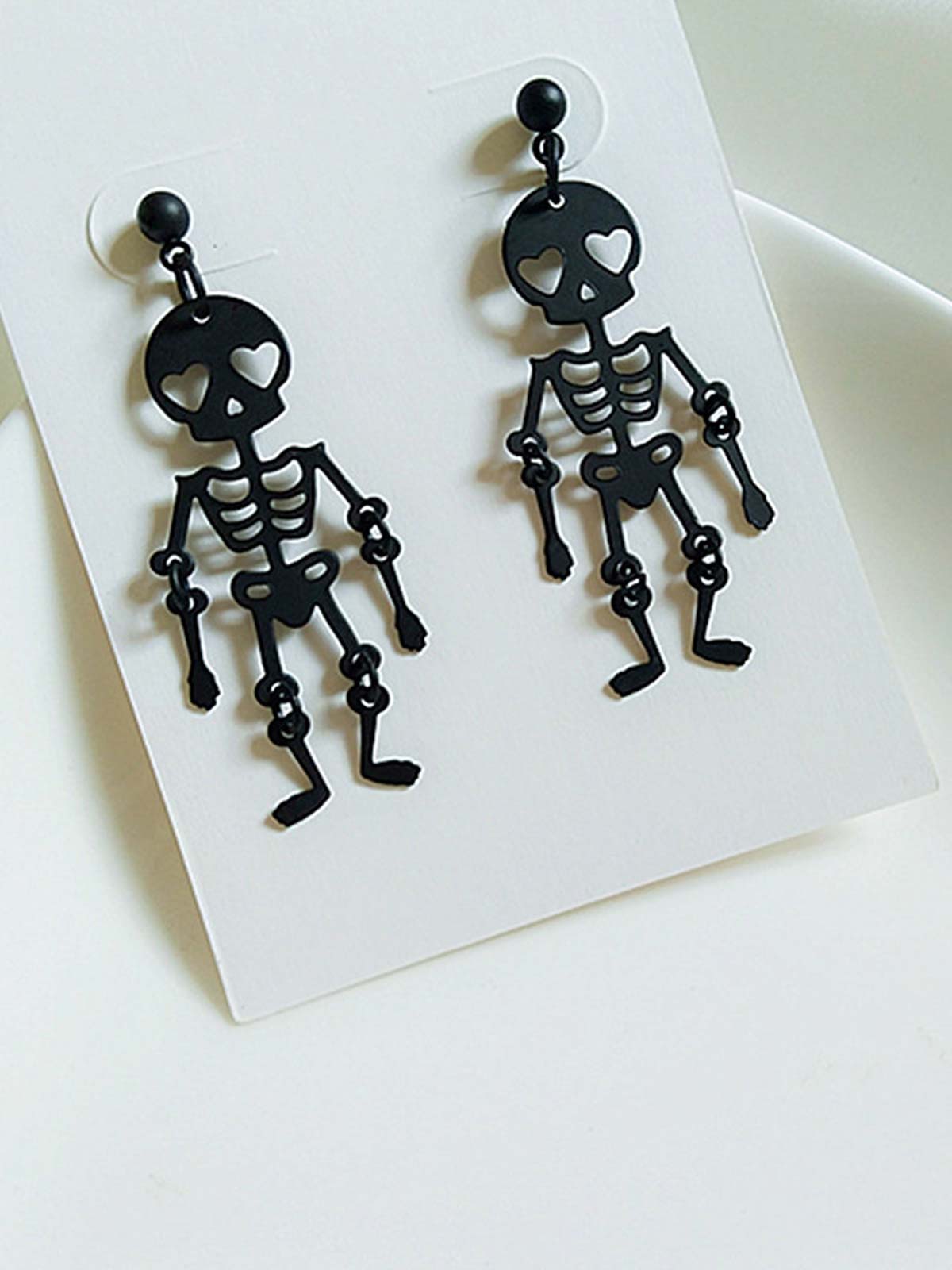 Black Halloween Skeleton Dangle Earrings , 3 of 3