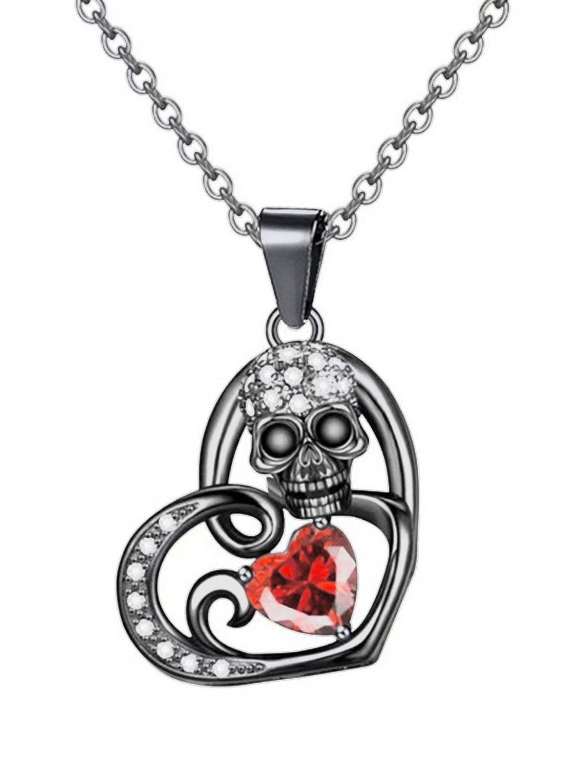 Halloween Skull Heart Pendant Necklace, 1 of 2