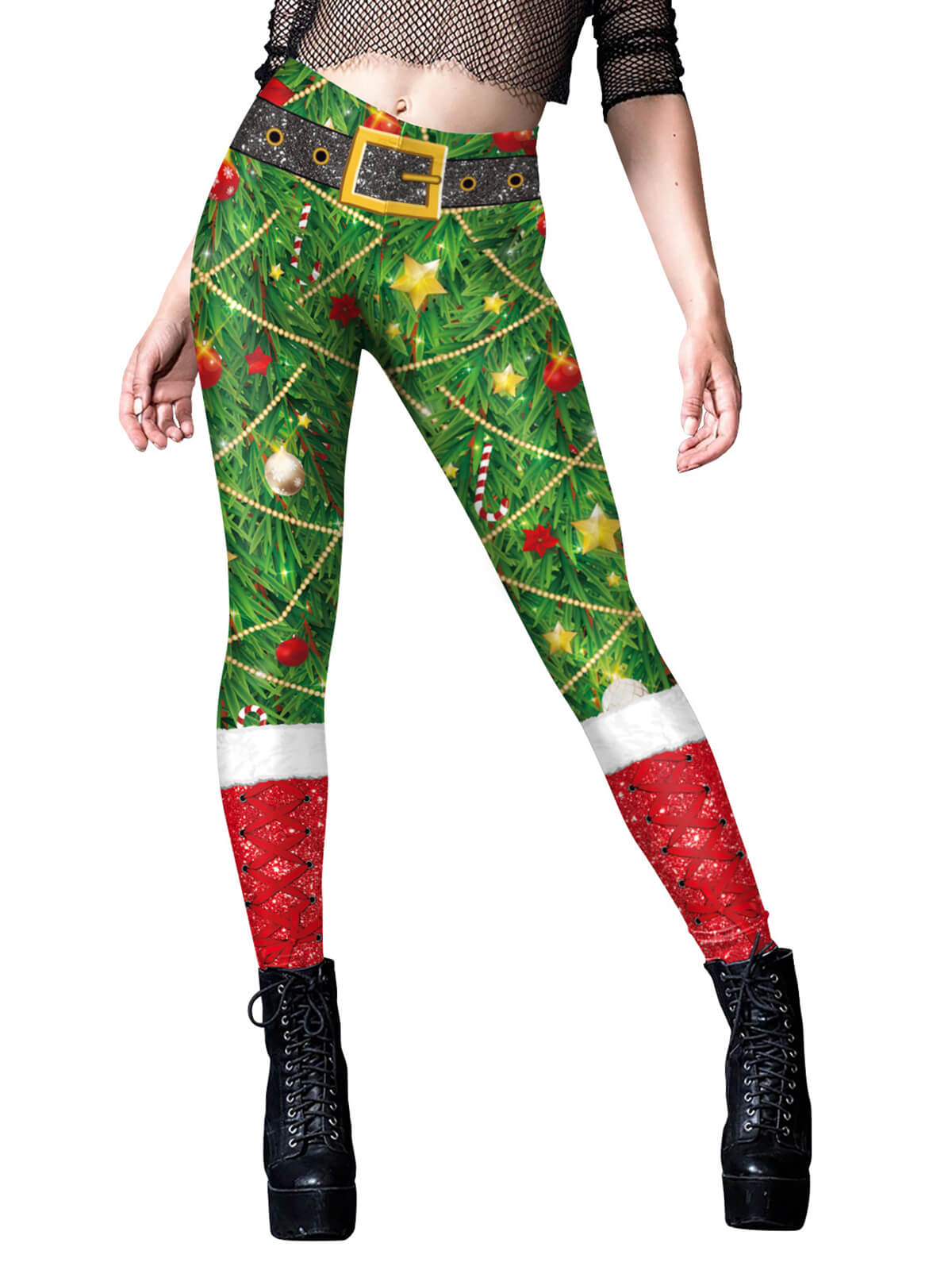 Green & Red Christmas Star Bell Leggings, 1 of 1