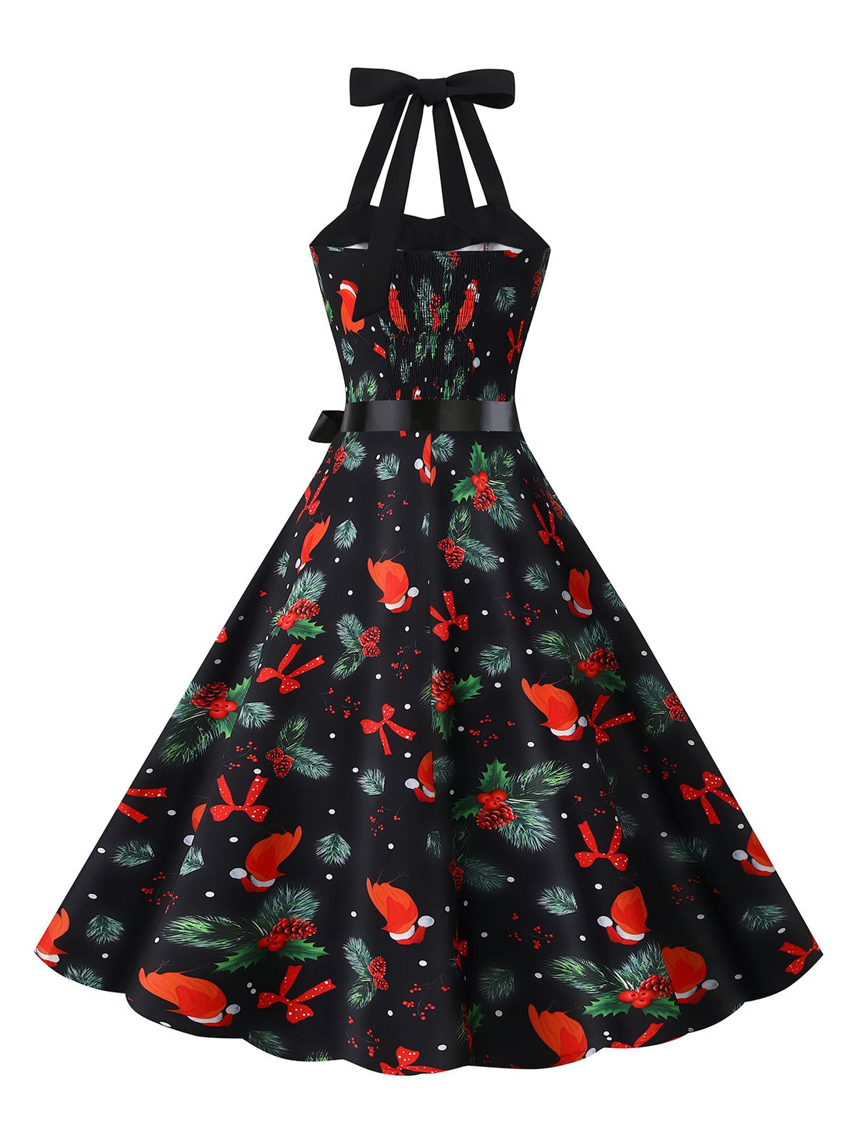 1950s Christmas Halter Belted Swing Dress , 10 of 11
