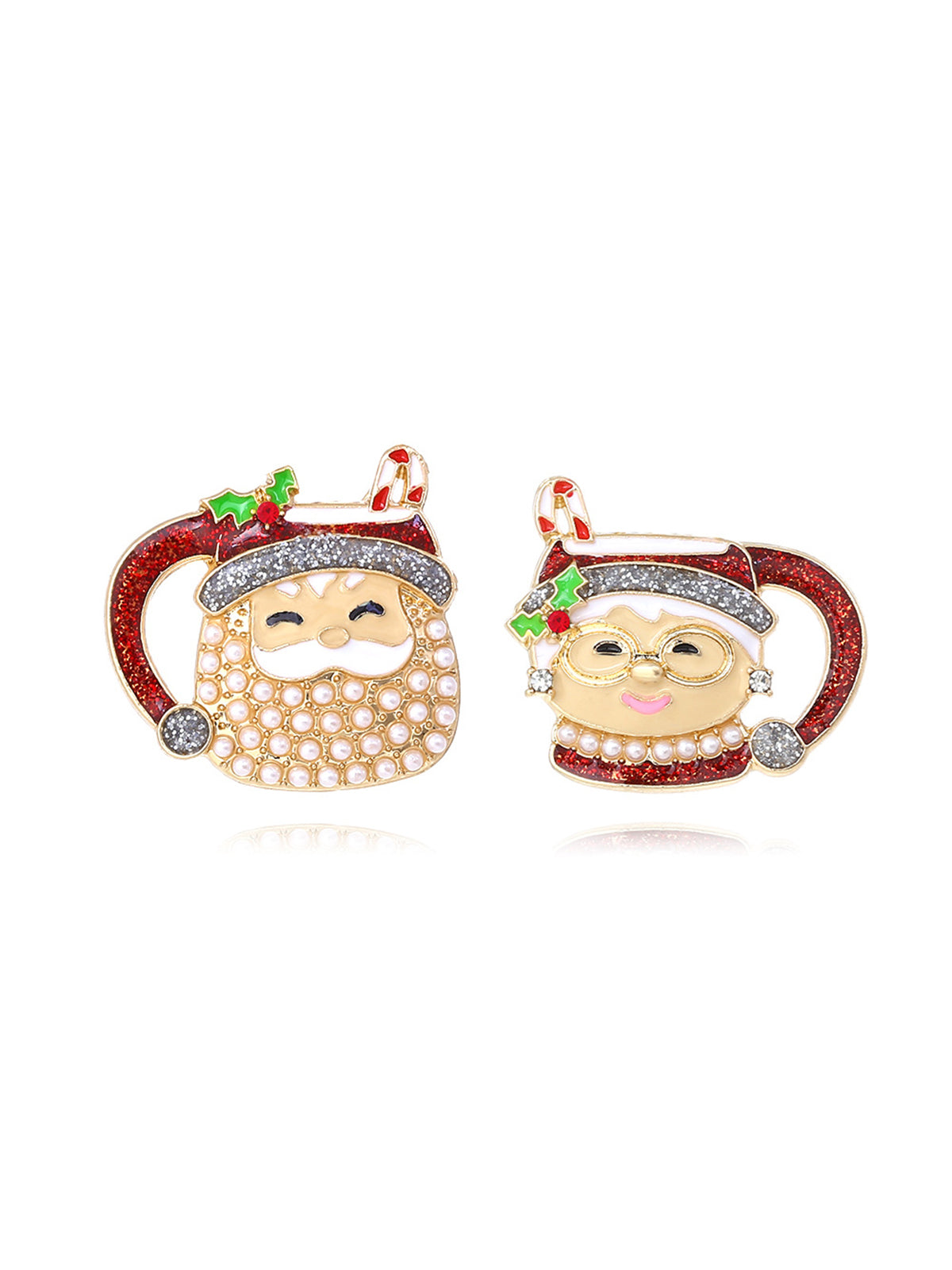 Santa And Mrs. Claus Holiday Mug Christmas Earrings, 1 of 1