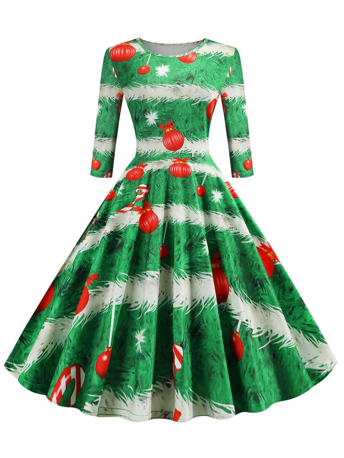 1950s Christmas Crew Neck Half Sleeve Dress, 1 of 6