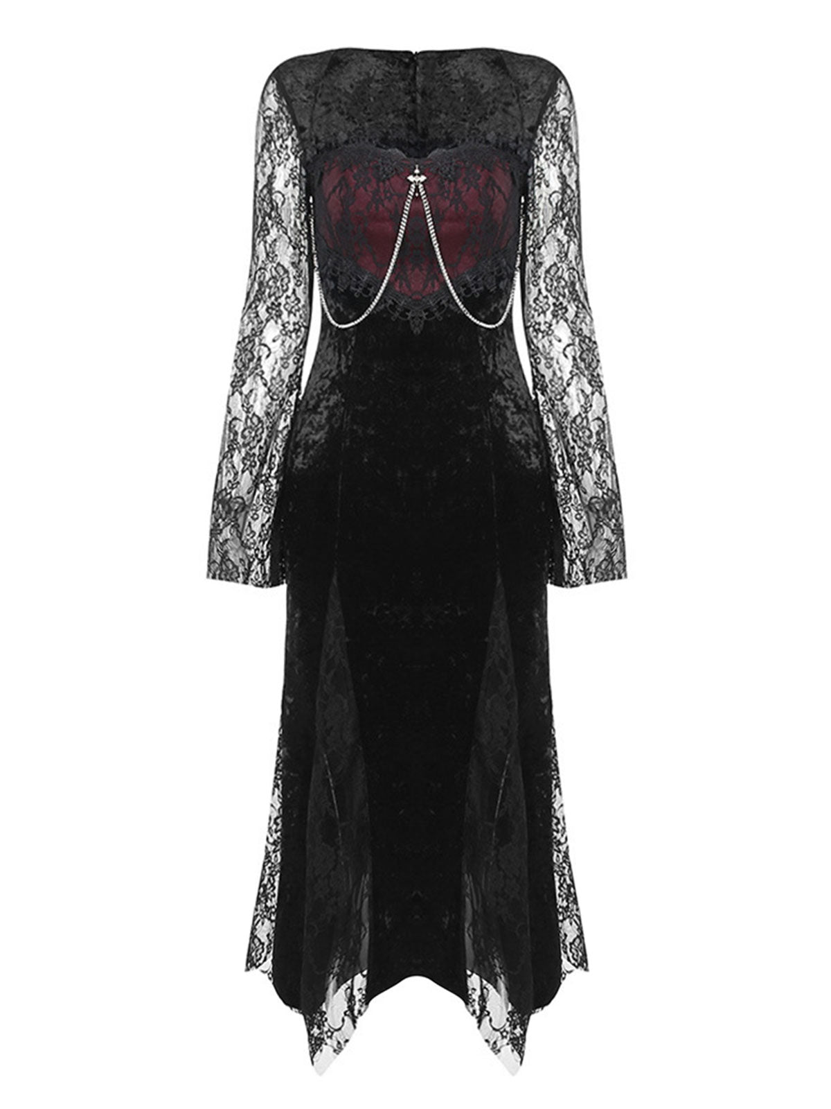 Black 1960s Halloween Slit Lace Dress Black / S, 1 of 2