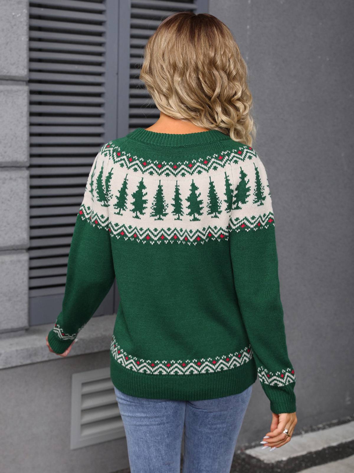 Green Vintage Christmas Tree Fair Isle Sweater, 5 of 6